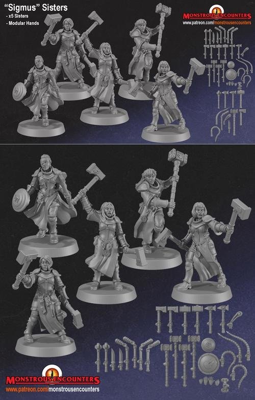 Monstrous Encounters - Sisters of Sigmus Adepts – 3D Print