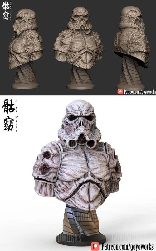 UNDEAD BUST Necromorph Soldier – 3D Print