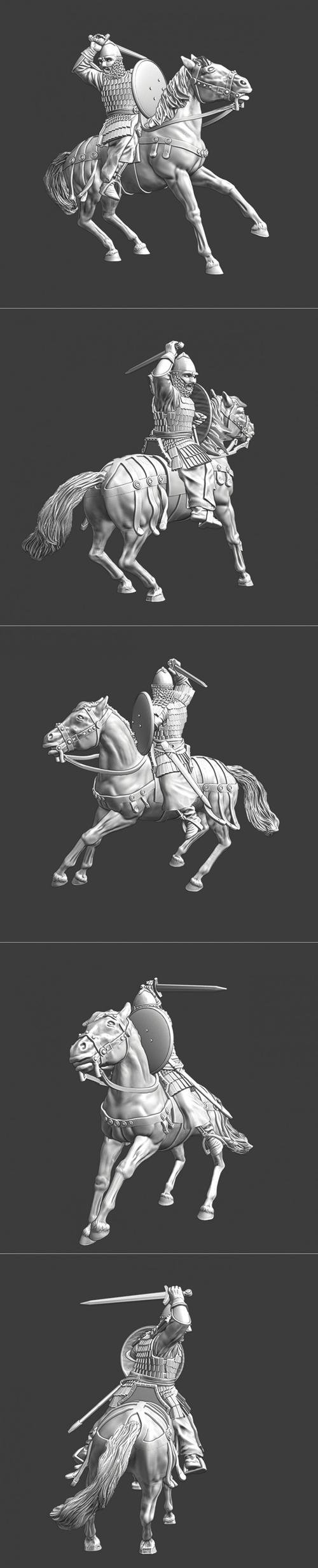 Russian medieval mounted druzhina in combat – 3D Print