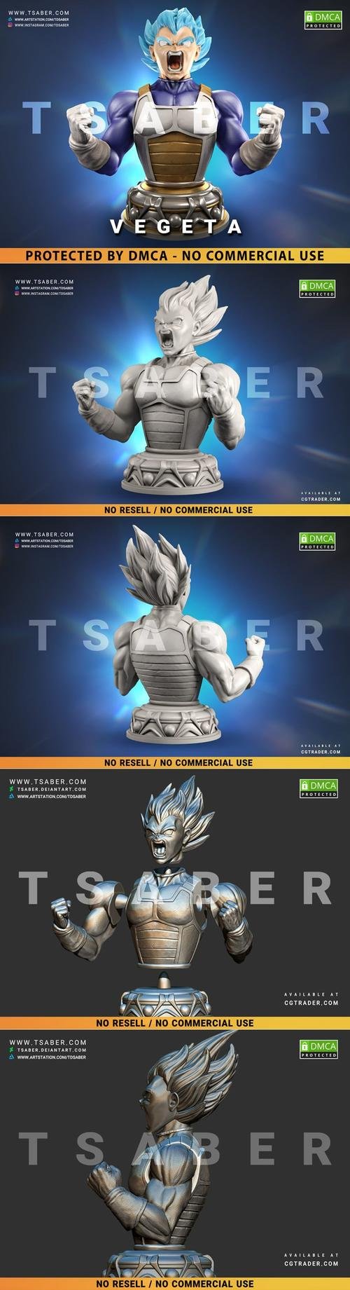 Vegeta Bust - Dragon Ball – 3D Print
