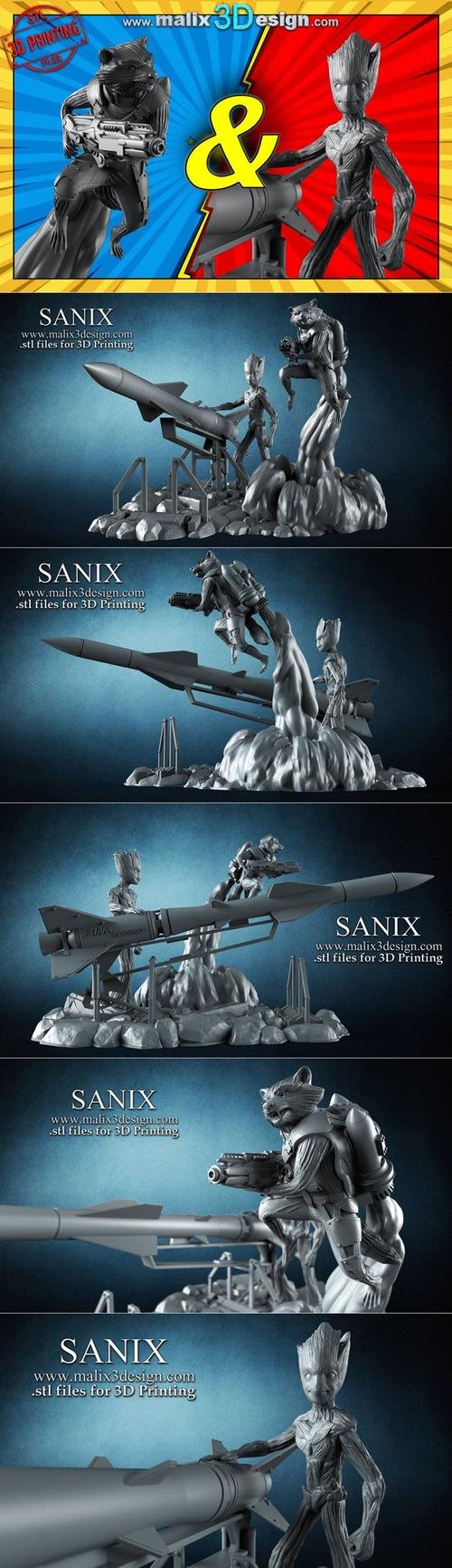 Rocket Raccoon and Groot – 3D Print