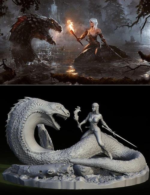 Ciri vs Huge Snake - The Witcher – 3D Print
