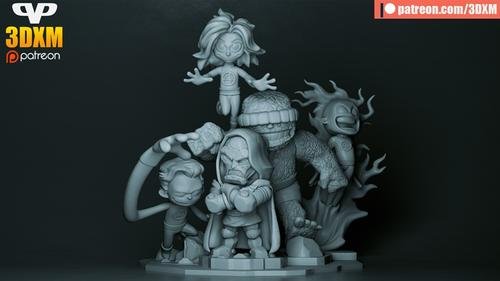 3DXM - Fantastic 4 Chibi Diorama – 3D Print