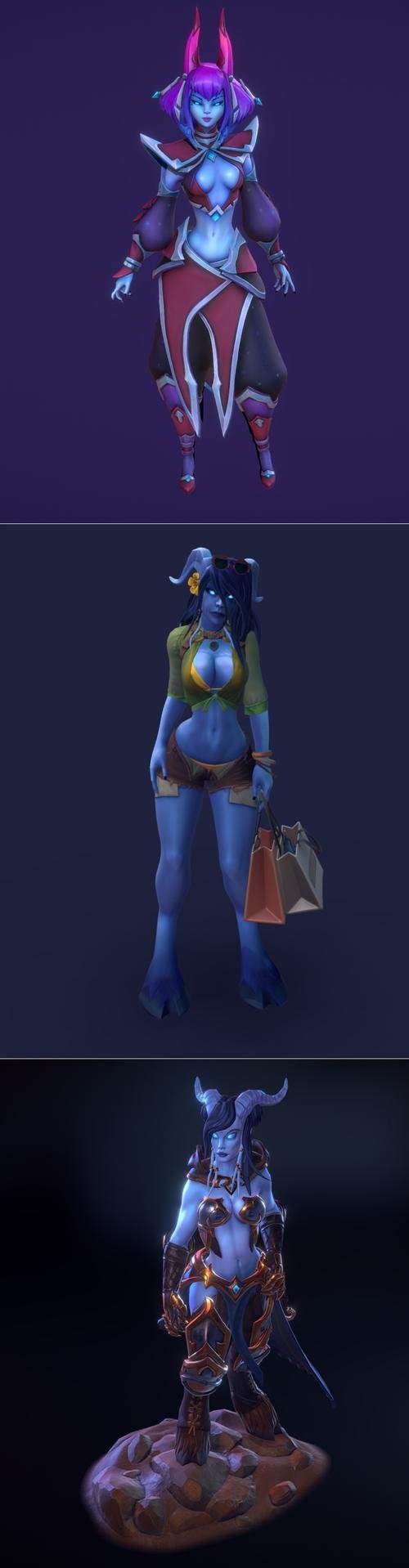 Iva and Summertime Draenei v2 and Warcraft Draenei Fanart – 3D Print
