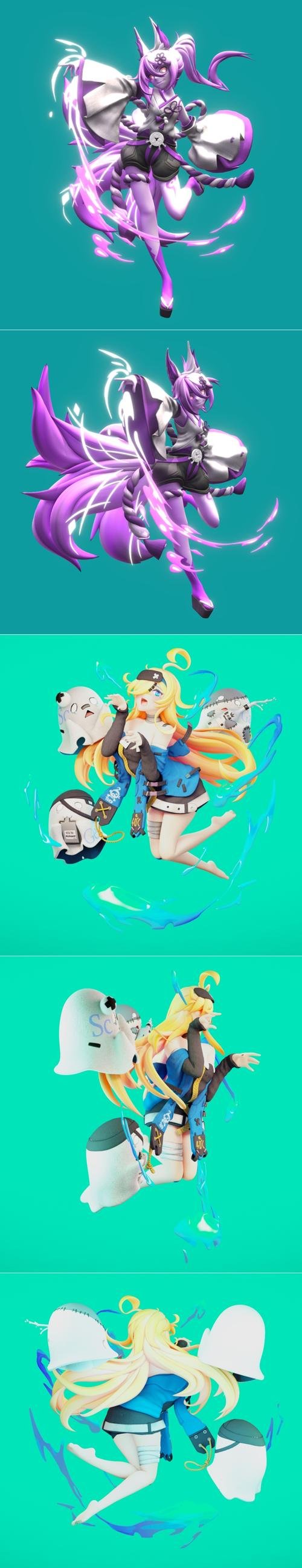 Higokumaru and MendeleevHonkai Impact – 3D Print