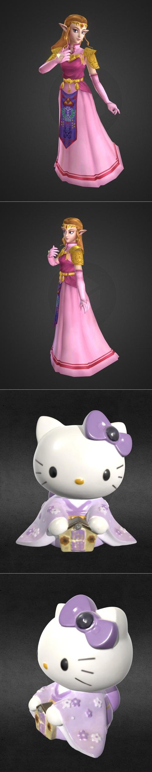 Ocarina of Time Zelda and Hello Kitty in Kimono Figure – 3D Print