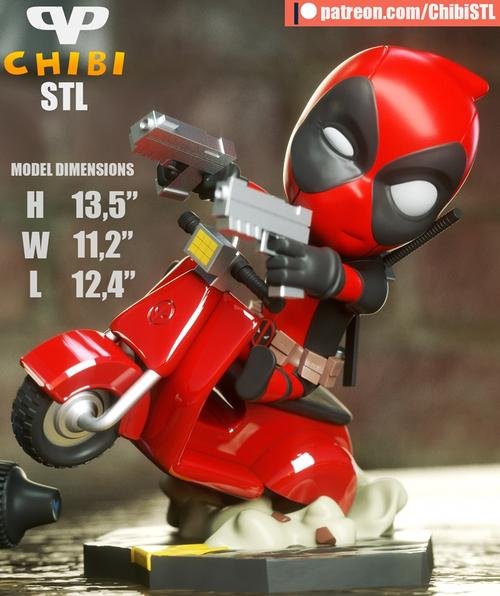 3DXM - Deadpool on Vespa Chibi – 3D Print