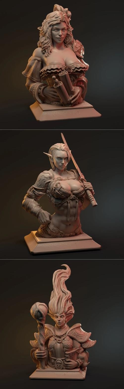 Sisters of the Dawn - Mortsana, Hanza, Selestia bust – 3D Print