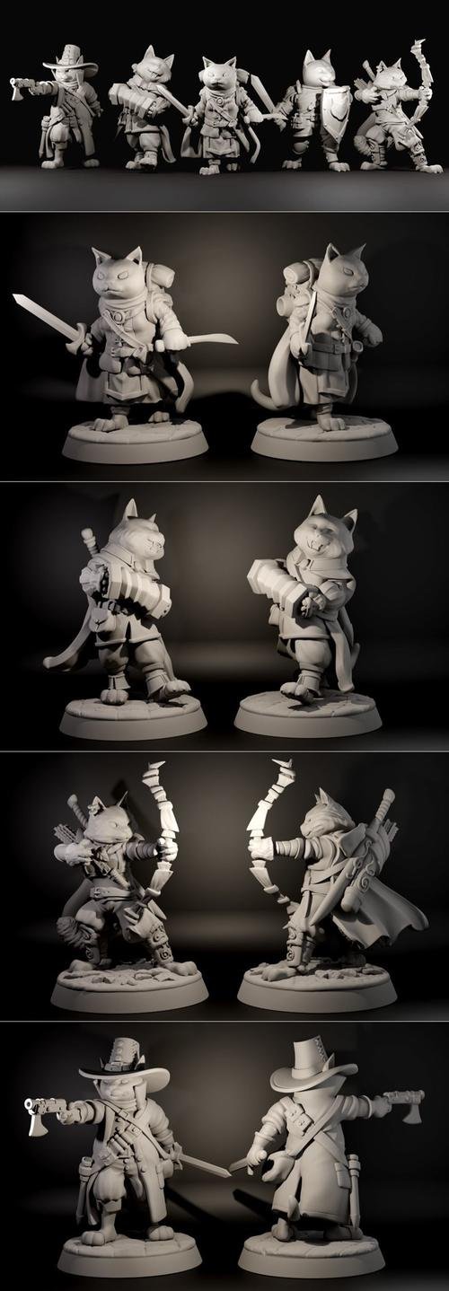 Fantasy Cats RPG Party - The Scruffy Clowder – 3D Print