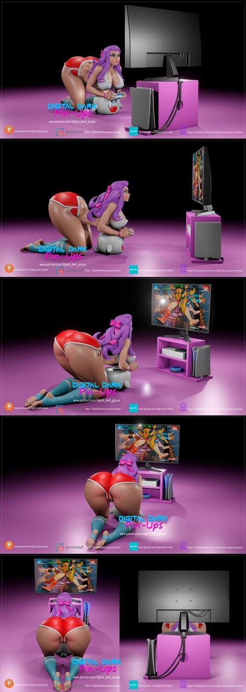 Digital Dark Pin-Ups - Gamer Girl 5 and FUTA Version – 3D Print