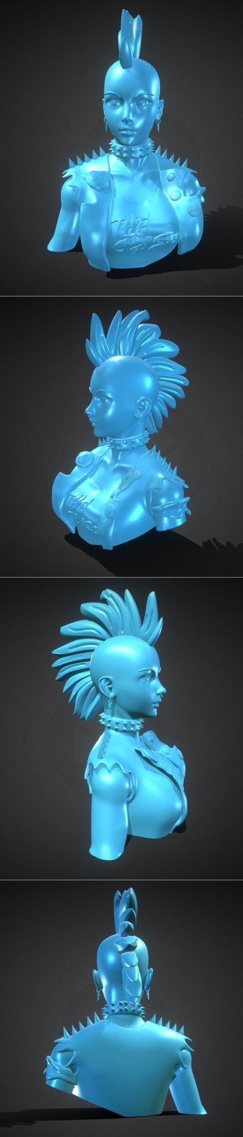 Stylized Punk Storm Bust – 3D Print