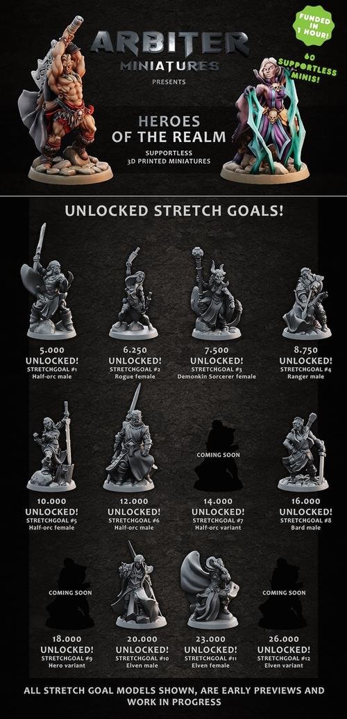 Arbiter Miniatures Kickstarter 3 - Heroes of the realm – 3D Print