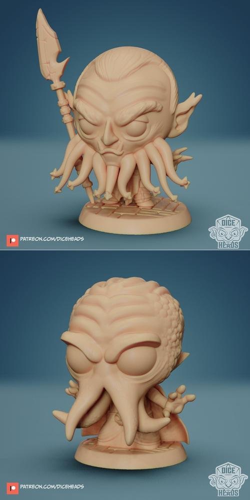 Dice Heads - Mindflayer and Bearded Devi – 3D Print