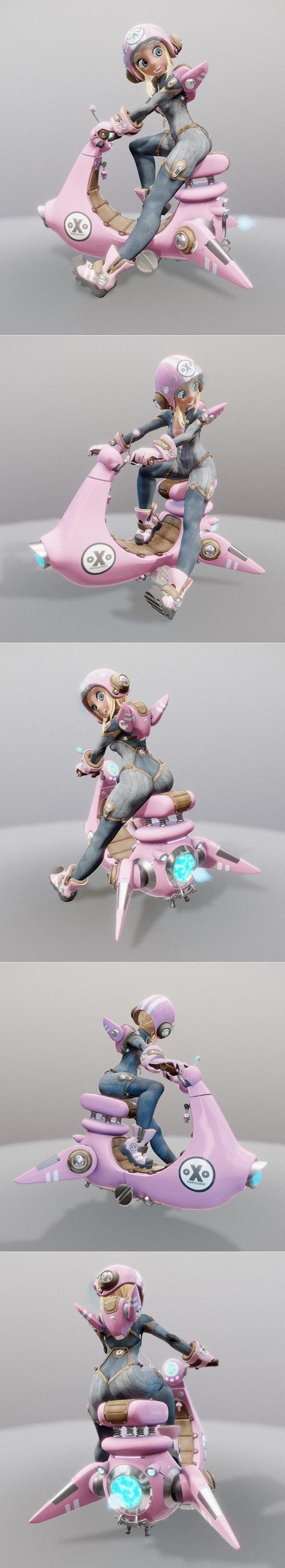 Sci-fi Scooter Girl – 3D Print