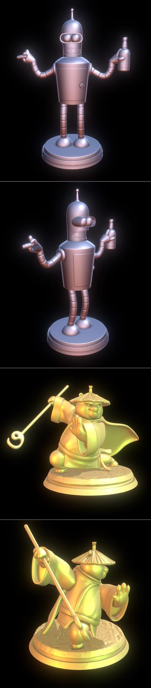 Bender Bending Rodríguez and Po The Legendary Warrior Kung Fu Panda – 3D Print