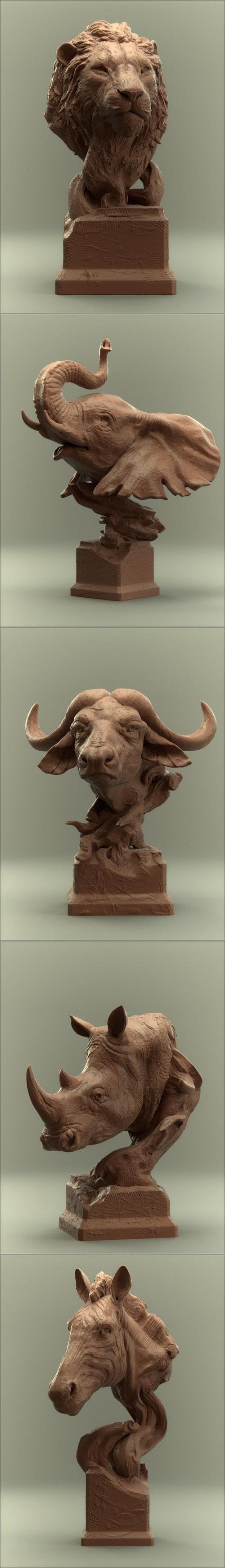 Busts of African Animals – 3D Print