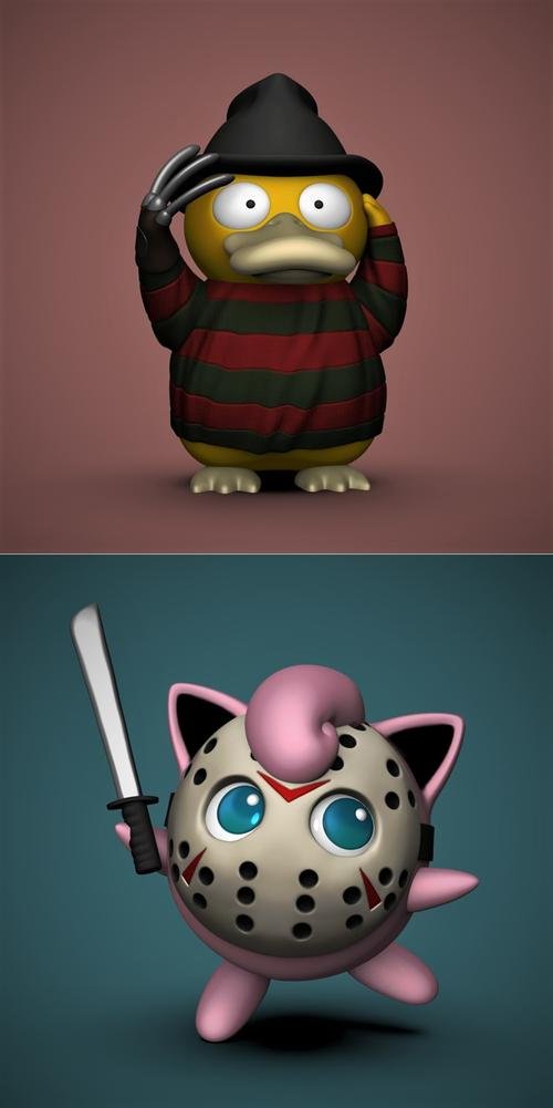 Psyduck Freddy Krueger and Jigglypuff Jason – 3D Print