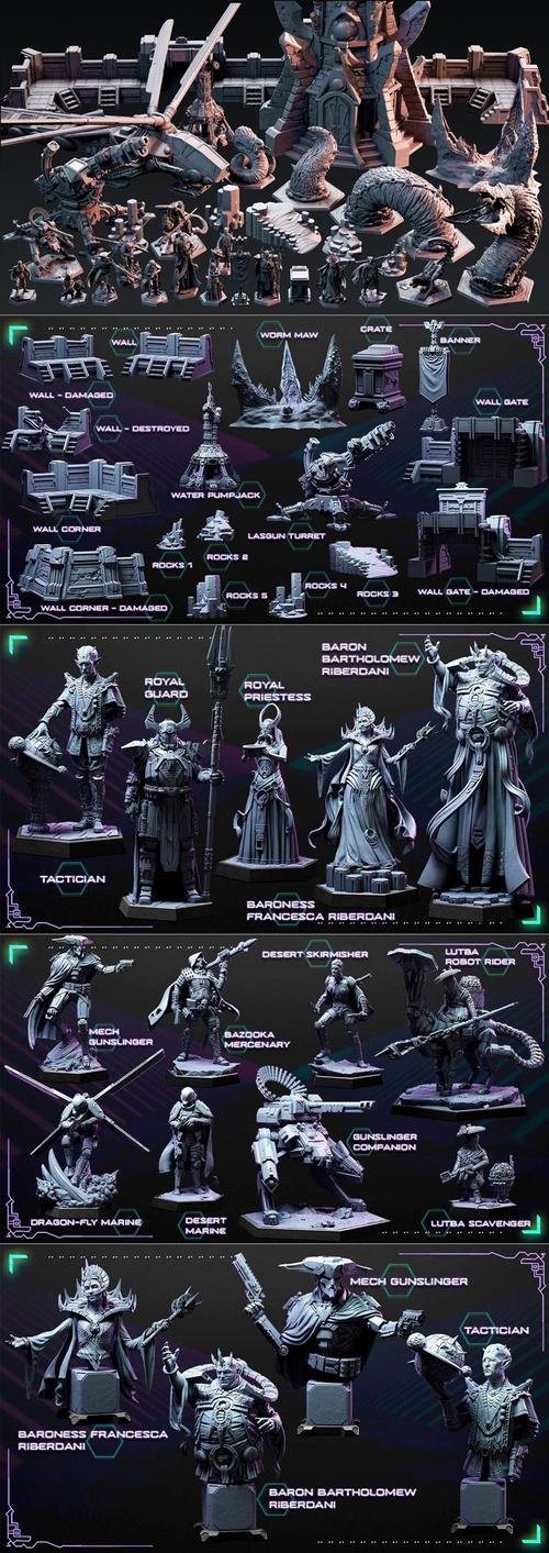 Loot Studios Sci-fi Miniatuers - Sandy Dunes of Lutba March 2022 – 3D Print