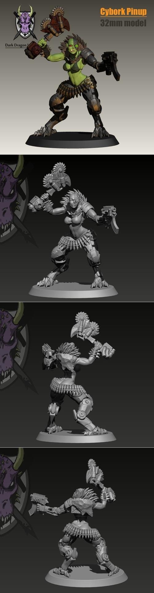 Miniatura Cybork Pinup (Orco, Warhammer, 40k, Mini, DnD) – 3D Print