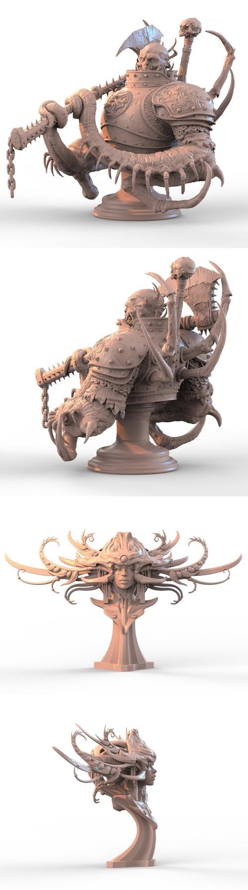 Alexei Konev - Skolopendr Bust and Queen Of Nothing – 3D Print