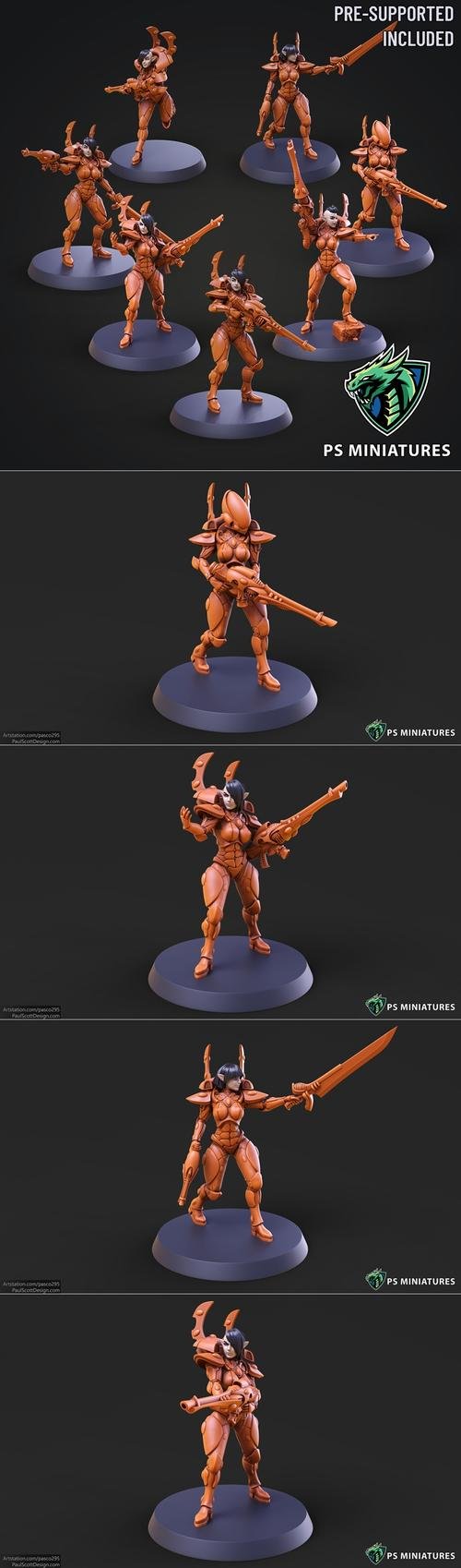 PS Miniatures - Space Elf Female Soldier Bundle - 40 variants and Pinups – 3D Print