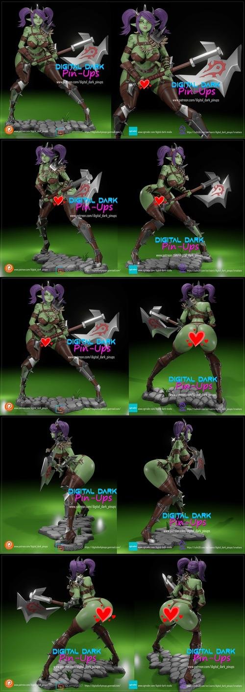 Digital Dark Pin-Ups - Orc Girl World of Warcraft – 3D Print