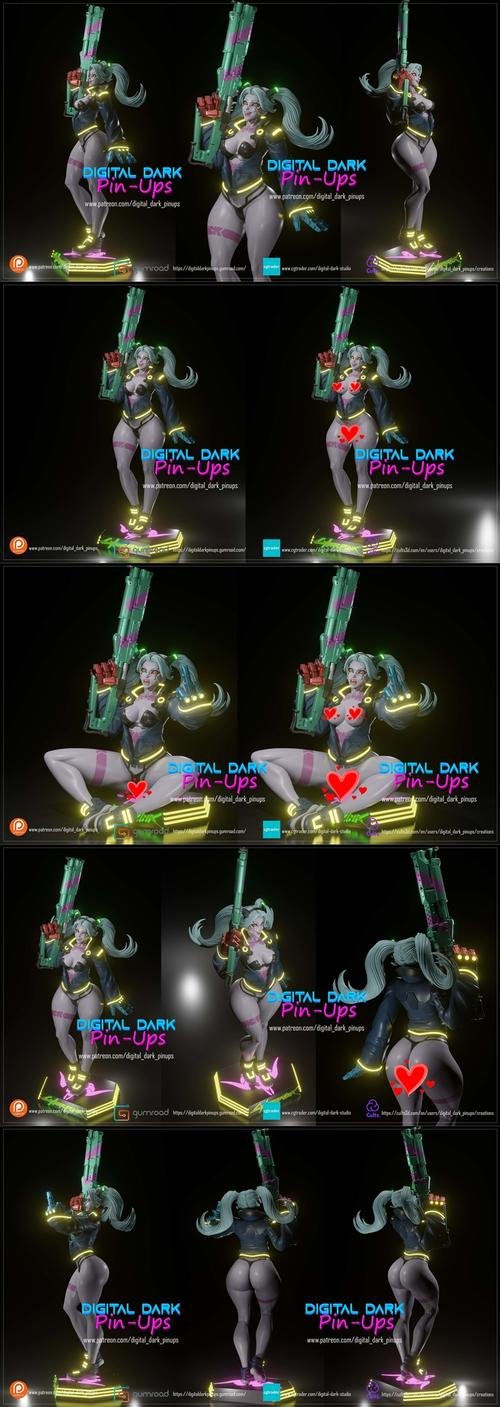 Digital Dark Pin-Ups - Rebecca Cyberpunk Edgerunners – 3D Print
