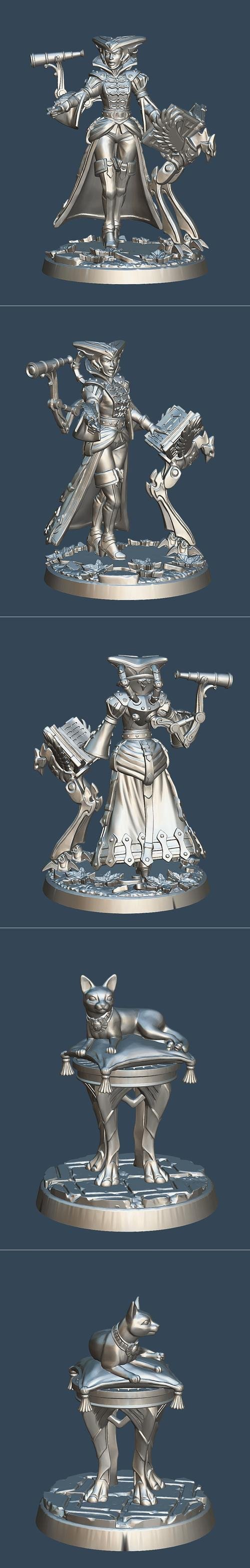 Mage Engineer and Kemet Cat Familiar – 3D Print