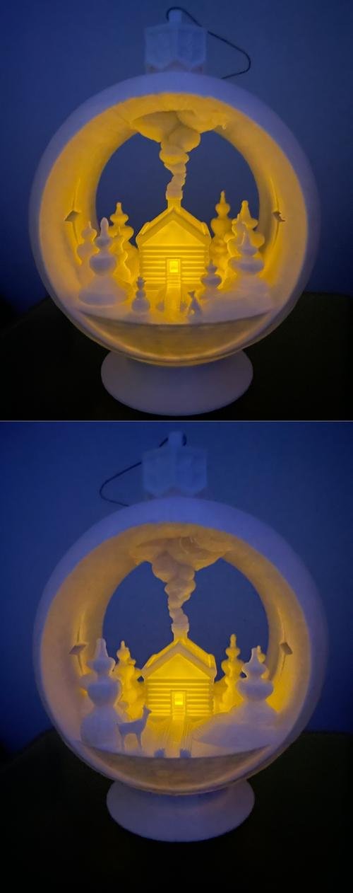Snow Globe Votive Ornament - Winter Cabin – 3D Print