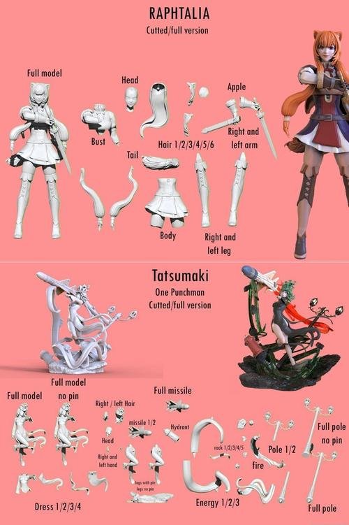 Raphtalia and Tatsumaki Diorama – 3D Print