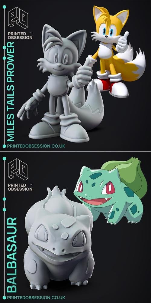Printed Obsession - Bulbasaur and Tails - Sonic The Hedgehog-Fanart – 3D Print